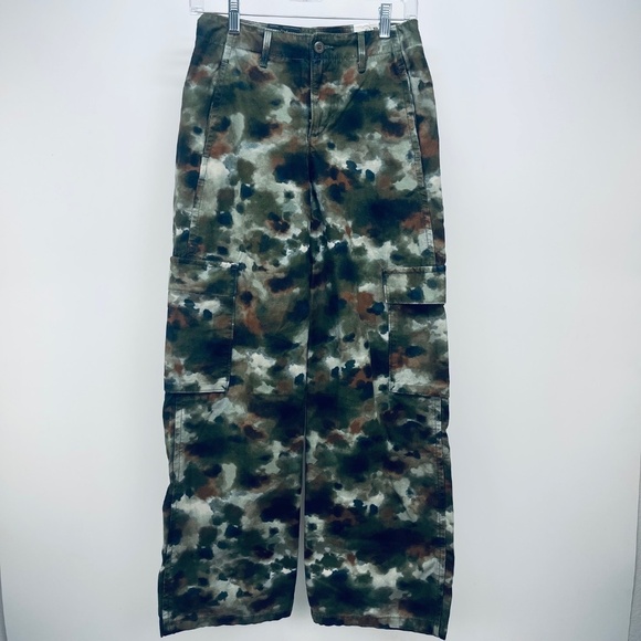 Levi’s Baggy Pants Sz 23x30 Women’s Cargo A Mid Rise Straight Leng Green New - Picture 1 of 13